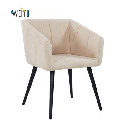 China Modern European Style Metal Legs Fabric Velvet Cafe Cooling Chair With Armrest Dining Room for sale