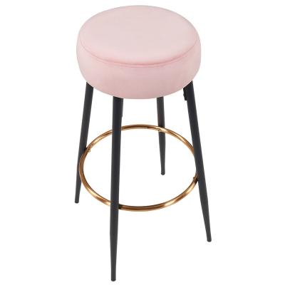 China Can Be Customized Kitchen Hall Courtyard Apartment Metal Powder Coated Legs Velvet Seat Bar Stool Bar Chair for sale