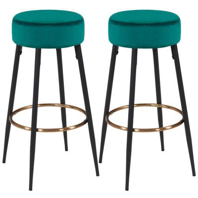 China Can Be Customized Velvet Cushion Powder Coated Steel Legs Counter Stool for sale