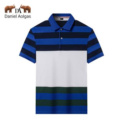 China Anti-Wrinkle Short Sleeve Golf T-Shirts Men Custom Custom Striped Polo Shirts Cotton Spandex Stripes Polo Leisure Polo Shirts for sale