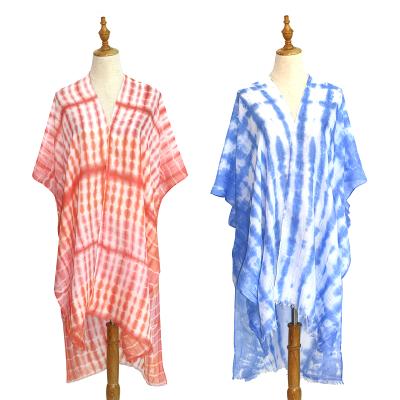 China Summer Fashion Squishy Beach Wraps Slim Squishy Coat Scarves Print Cover Up Tie Dye Poncho Women Cape Shawl Summer for sale