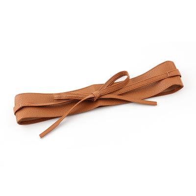 China Fashion Trendy Soft Faux PU Leather Wide Belt Ties Bow Loincloth Dress Waistband Women Wide Belts for sale