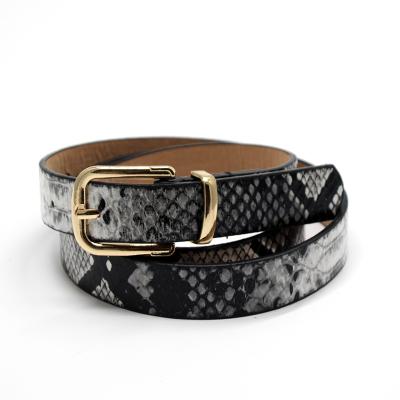 中国 Fashion Square Buckle Women Girls Belt Snake Pattern Print Belts For Ladies PU Leather Waist Belt Female Jeans Pants Thin Strap 販売のため