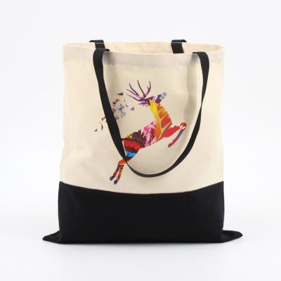 China Lady Ready To Ship Indian Style Recycle Tote Bag Custom Logo Printing Unisex Buying Animals Boy Girls Deer Pattern Canvas Bag for sale