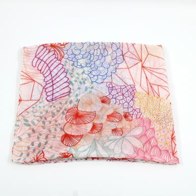 China Custom Low Moq Polyester Flower Shawl Digital Printing Polyester Fabric Women Scarf for sale