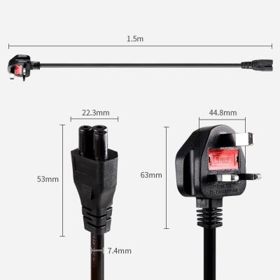 China Durable Customized UK 3 Pin Plug Power Cord With Fuse 1.5M Length 13Amp PC Computer Power Cable Customized Leads for sale