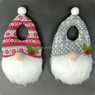 China Polyester LED Light Up Swedish Handmade Gnome Tomte Christmas Door Sign Scandinavian Door Hanger For Gift for sale