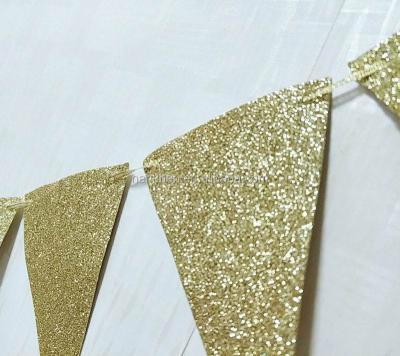 China Factory Produces Custom Gold Flags Pennant For Party Wedding Garland Decoration Product Banner 72 for sale