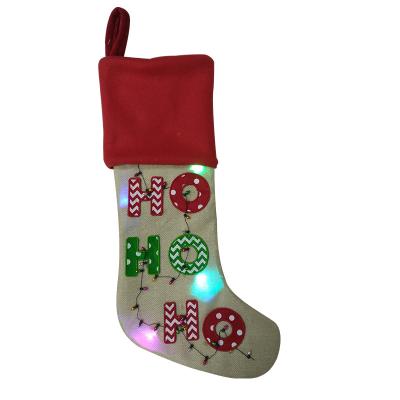 China Promotion Christmas Gift Wholesale Custom Fleece Red Christmas Stocking Socks Gifts Christmas Decoration for sale