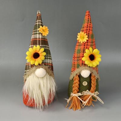 China Europe Autumn Gnomes Harvest Handmade Swedish Tomte Thanksgiving Decoration Gnomes with Sunflower for Holiday Home Room Desk Decor for sale