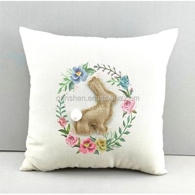 China Polyester+cotton factory production spring easter bunny flower truck egg pillowcase sofa cushion home decor for sale