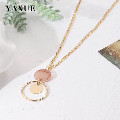 China Other Korean Temperament Long Necklace Circle Resin Fashion Designer Pendant Necklace Ornaments for sale