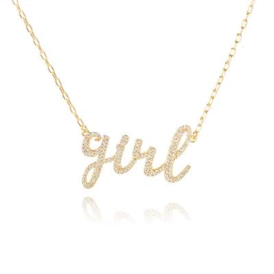 China European TRENDY Wholesale Women's 18k Gold Fashion Hip Hop Jewelry Mexican Letter Necklace for sale