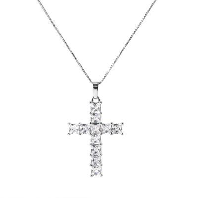 China TRENDY Fashion Box Chain Women Jewelry Necklace Inlaid Zircon Cross Necklace for sale