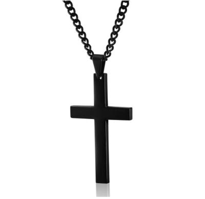 China Non-fading Women And Mens Titanium Steel Cross Pendant Choker Necklace Jewelry for sale