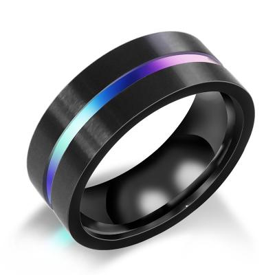 China 2019 New CLASSIC Men's Jewelry Smart Stainless Steel Rainbow Color Men's Titanium Colorful Ring for sale