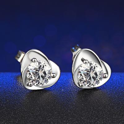 China CLASSIC Earring Supplier Korea Purple Crystal Love Silver Heart Shaped Amethyst Stud Earring for sale