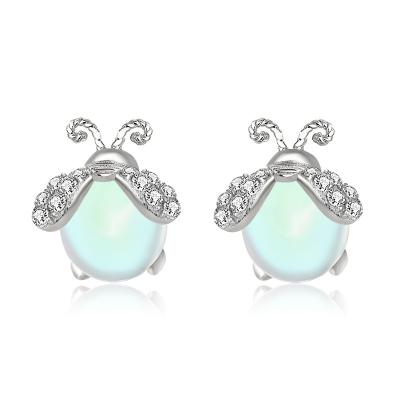 China FASHIONABLE pure silver firefly earring S925 moonstone earring is dazzle color female INS style for sale