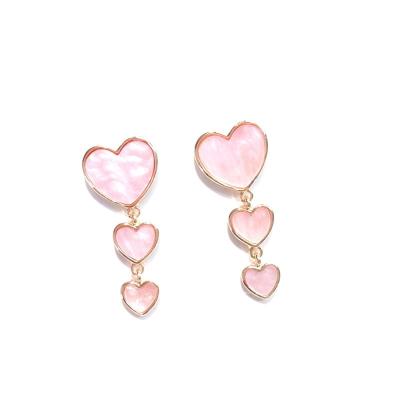 China Cute BOHEMIA Classic Heart Acrylic Pink Love Dangle Bohemian Earrings For Girls Women Korea for sale