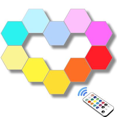 China Colorful Modular RGB LED Quantum Night Light Hexagon Lamp Touch Sensor RGBW LED Wall Light Modern Honeycomb LED Wall Lamp for Bedroom for sale