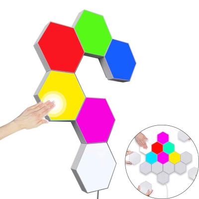 China OEM 6Pack DIY Hexagon Wall Touch Night Hex Hexagon Wall Touch Magnetic Smart Lights APP Remote Control Magnetic Modular Smart Lights for sale