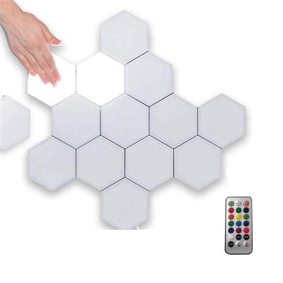 China Minimalist DIY Lamp Hexagon Wall Light Smart Remote Control Honeycomb Lighting Touch Sensor Night Modular 3D Hexagon Lights for sale