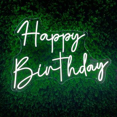 China Easy Installation Drop Shipping Customized Happy Birthday Baby Letters Oh Customs Plumb Acrylic Led Neon Sign Sign for sale