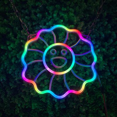 China Wholesale Easy Wholesale Lamp Letters Neon Sign Free Sample Installation Led Neon Holidays Night Lighting No MOQ 5v USB Flower Smile Neon Sign for sale