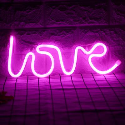 China Wholesale Easy Night Lamp Letters Neon Sign Free Sample Installation Led Holiday Lighting No MOQ 5v USB Love Neon Sign For Kids Room for sale