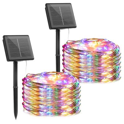 China Wedding Christmas Yard Party Patio 200 Outdoor Copper Fairy Lights Luces Ee Navid RGB Pattern Backyard Cafe Christmas Glitter LED Solar Decoration Lights for sale