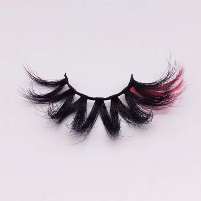 China Custom lashbox 25mm mink color eyelash strips long sell eyelashes natural whole colored mink lashes fluffy lashes for sale