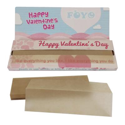 China HP98 Color Print Valentine's 1 1/4 Size Brown Rolling Gum Organic Natural Slow Burn Unbleached Paper Smoking Paper for sale