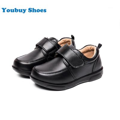 China Wholesale Hook And Loop Fastener Kids Cute Black Casual Luxury Toddler Sport Comfort School Flat Leather Shoes For Teenager Boys for sale