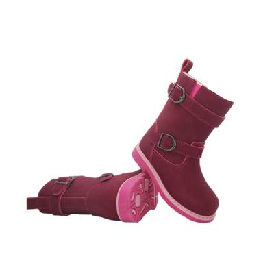 China Import Girls Fashion Martin Shoes Snow Boot Italian Upper Leather Red High Heel Long Boots For Kids for sale