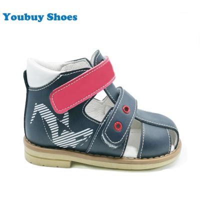 China Wholesale Anti-slippery Kids Fashion Stylish Real Leather Sandals Summer Sport Orthopedic Club Foot Flats For Kids Toddlers Baby for sale