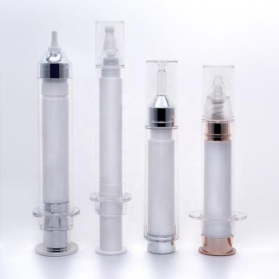 China BEAUTY PACKAGING Hot Sale Clear Acrylic Syringe Eye Cream Airless Bottle 10ml 20ml for sale