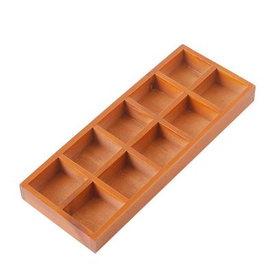 China Ten-grid Japanese-style storage box retro desktop wooden box with compartmentalized debris succulent storage box for sale