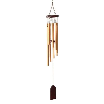 China New Art Decor Nordic Pine Wood 8 Tubes Metal Aluminum Wind Chimes Hanging Decoration Home Shop Decoration Craft Gift for sale