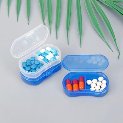 China Medicine Storage Travel Pill Case Medicine Organizer Dispenser Case Storage Box 2 Compartments Portable Case Pill Box for sale