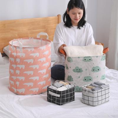 China Small Cotton Canvas Storage Bag Sustainable Storage Box Desktop Waterproof Cosmetic Sock Toy Storage Basket for sale