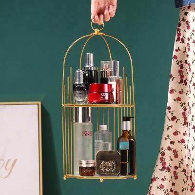 China Nordic Minimalist Creative Single-layer Gold Home Wrought Iron Shelf Birdcage Cosmetic Rack Wholesale Viable Storage for sale