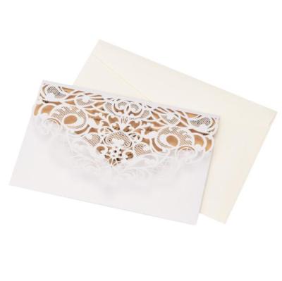 China White Pages Laser Cut Cavity Lace Romantic Flower Pattern For Unique Beautiful Greeting Cards Luxury Wedding Invitations for sale