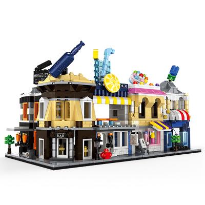 China Building Toy Classic Plastic Housing Building Blocks For Gift Creative City Mini Bricks Children Birthday Street View Block Toys for sale