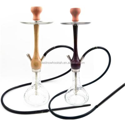 China Hot Selling Wooden Chicha Glass Hookah Shisha Fashion Stem Nargile Style Modern Hookah Pot for sale