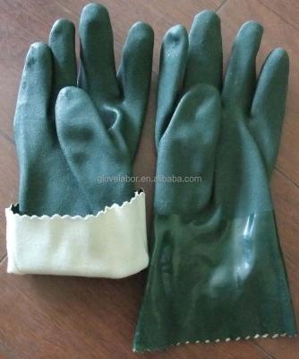 China Construction PVC Long Protective Gloves Safty Glove Green Heavy Duty PVC Gloves for sale