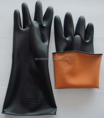 China Long Protect Sleeve Good Grip Black Latex Coated Industrial Working Gloves for sale