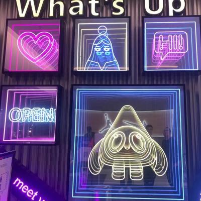 China Neon Lights Warehouse Customized Bar Sign Shop Decoration Logo Letter Infinity Mirror Led Dance Floor for sale