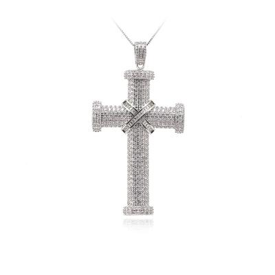 China FASHIONABLE Jewelry Wholesale Gold Wuzhou LS Silver Plated Necklace Paved CZ Diamond Cross Pendant Necklace for sale