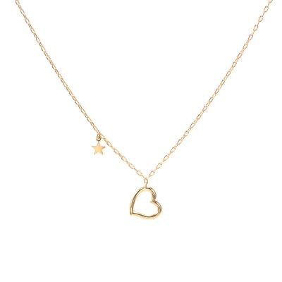 China Wuzhou LS TRENDY Jewelry Wholesale Fashion Gold Plated Link Chain Necklace Heart Star Pendant Necklace for sale