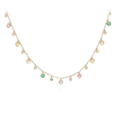 China Latest Wuzhou LS FASHION Jewelry Heart Necklace Jewelry 18K Gold Color Diamond Pendant Necklace for sale